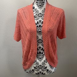 Faded Glory Knitted Cardigan Sweater Size XXL 20 Orange Short Sleeve