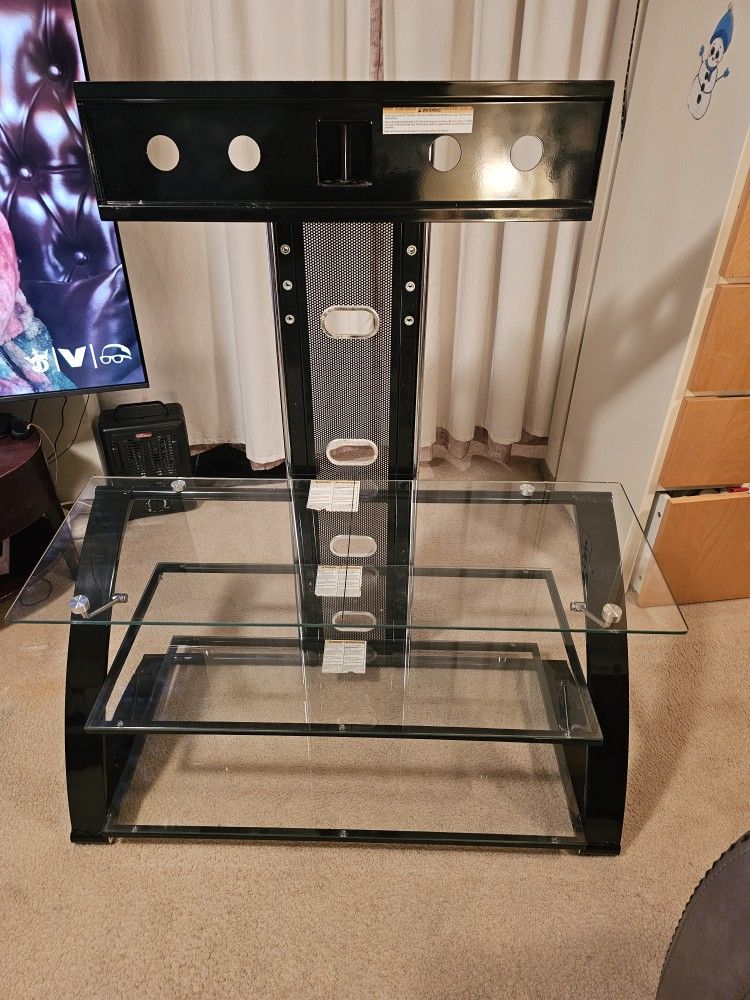 T.V. Stand With Glass Shelves