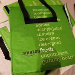 Amazon Fresh Reusable Foldable Green Box Tote Bag-Discontinued  10x14x16”