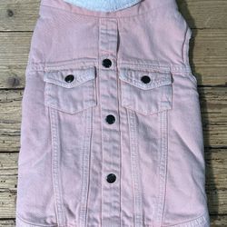 IMNYC Size M Pink Denim Vest W/Sherpa Lining