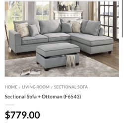 Gray Sectional Sofa With Ottoman 