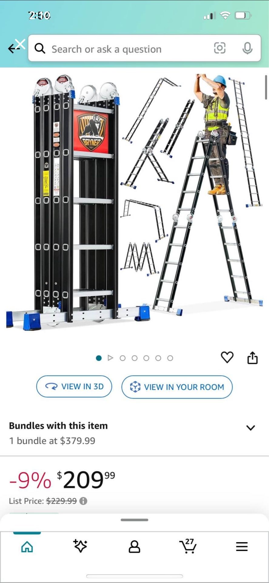 Bryner Multi-Purpose 7 In 1 Extension Ladder