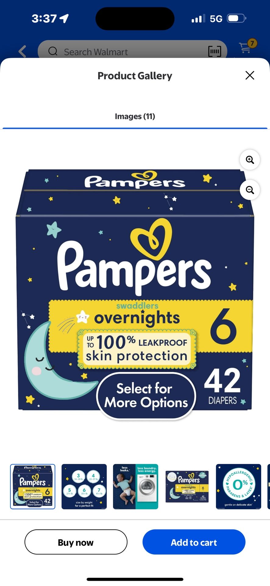 Pampers Swaddlers Overnight Baby Diapers Size 6, 42 Count 