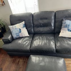 Beautiful Leather Sofa and Ottoman 