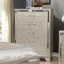 New Silver Chest Mirrored 5 Drawers K Furniture And More 