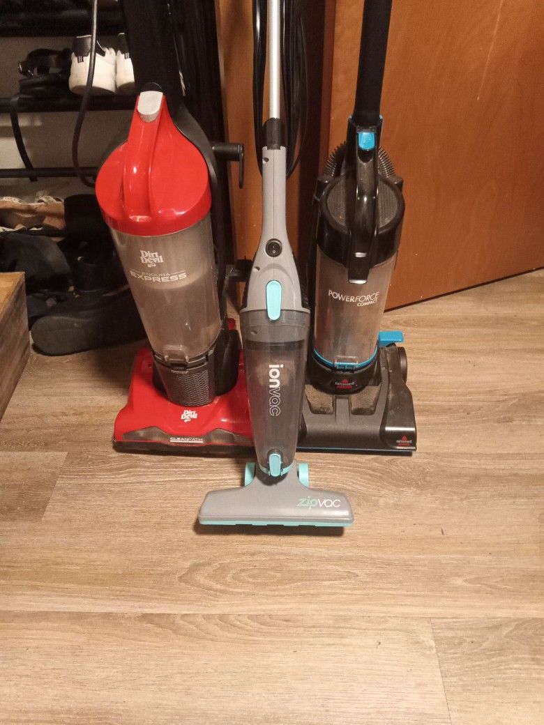 3 Vacuums Small Stick Vacs $10 Each $25 For 3