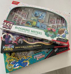 151 Blooming Waters Pokemon, Crown Zenith Sea & Sky, Paldean Fates Great Tusk Iron Treads