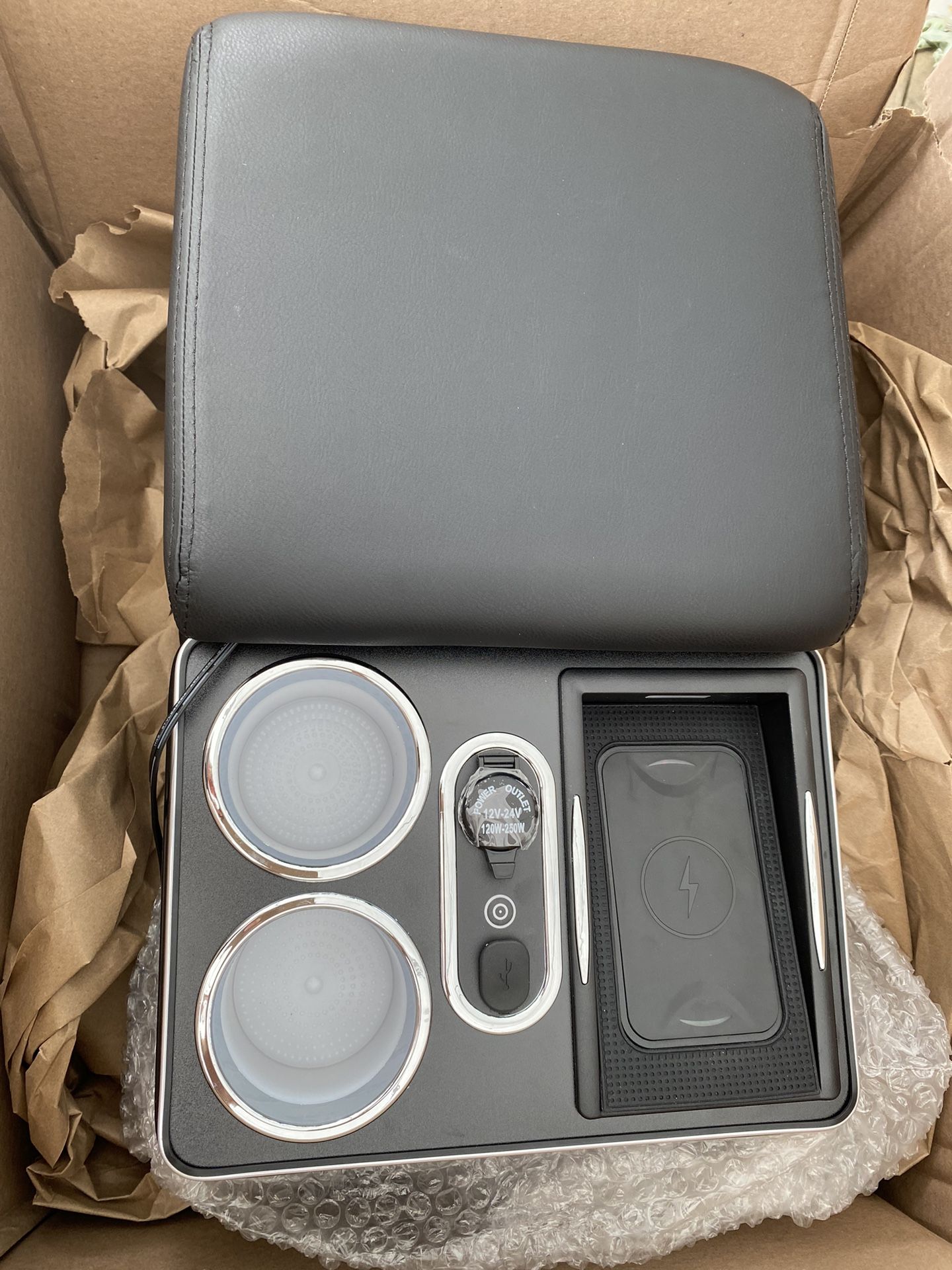 Center Console Organizer, Wireless Charging Phone Holder and Cup Holder for Cars and Trucks,