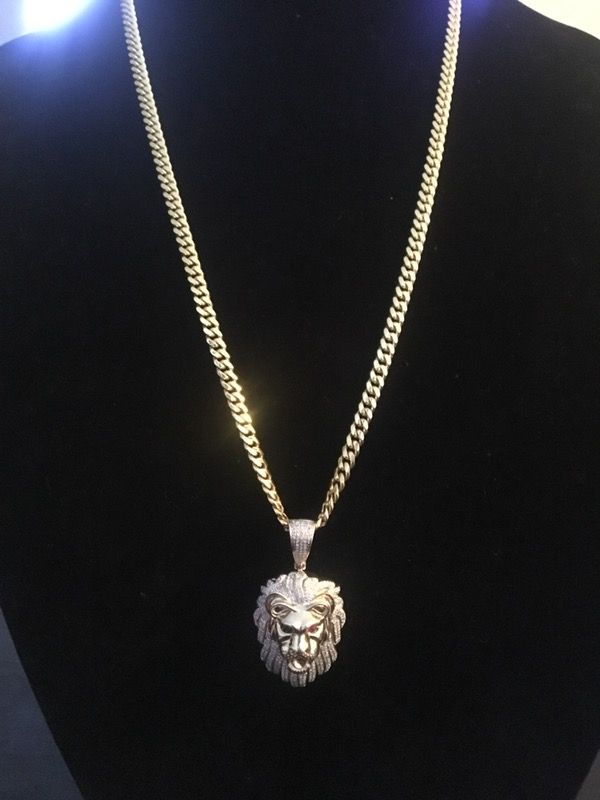 14k Gold Cuban Link Chain With 10k Lion Pendant For In Miami Open In The Appcontinue To Mobile Website