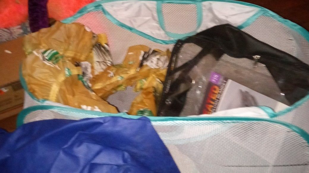 Christmas Stuff With A Heater 2 Bags, Plastic Curtain That Adjustable And Laundry Basket