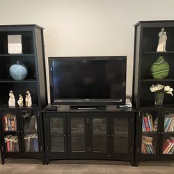 Distressed Black Bookshelf - Two Available 