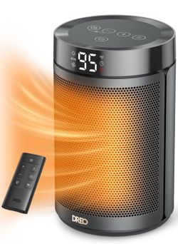 DREO Space Heater, Portable Electric Heaters for Indoor Use with Thermostat, Digital Display, 1-12H Timer, Eco Mode and Fan Mode, 1500W PTC Ceramic Fa