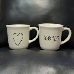 Heart and XOXO Debossed Design Cream Ceramic Speckled Coffee Stoneware Mug