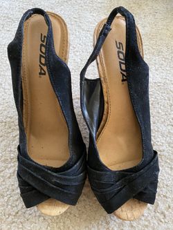 Soda Suede Cork Wedge Pumps - Women’s Size 6/6.5