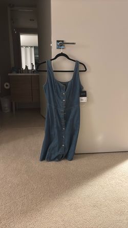 Denim Button-Front Sleeveless Dress size small