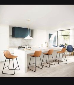 Indoor/Outdoor Industrial Faux Leather Bar Stools Set of 4