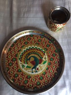 Ethnic tray and decorative cup
