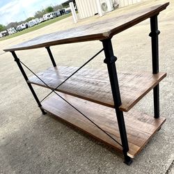 Reclaimed Wood Open Shelf Console Table