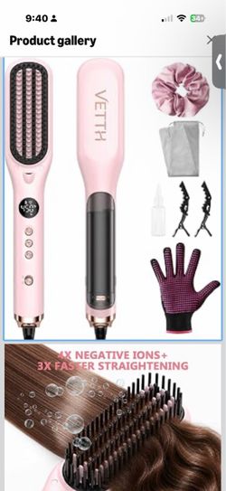 Hair Straightener Brush,Steam Ionic Straightening Brush for Women Upgraded Hair Straightener,5 Heat Settings & LED Display,Ceramic Anti-Scald Hot Comb