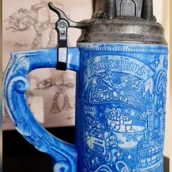 Disneyland 60th Anniversary Blue Stein Mug Castle Disney Souvenir Cup 