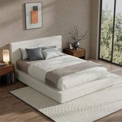 RECCI AirFrame Queen Upholstered Bed Frame with Plush Padded Headboard
