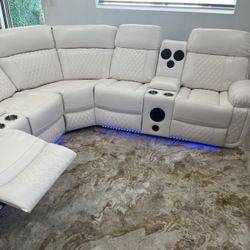 WHITE LEATHER recliner sectional ✔️✔️✔️✔️✔️