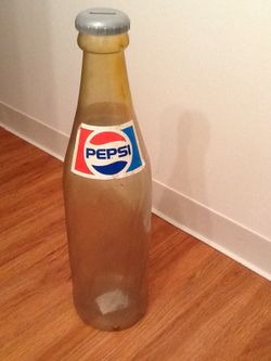 Bank, vintage,Pepsi cola, swirl plastic bottle bank 24" tall giant bottle bank