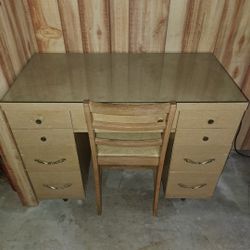 Antique 7 drawer desk with chair