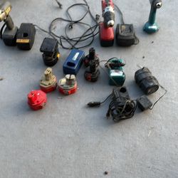 Different Drill Batteries And Chargers 