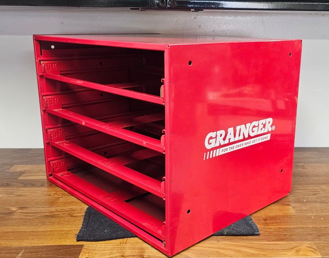 Grainger 4 Drawer Bolt Bin / Steel Bolt Organizer Scoop Box Cabinet
