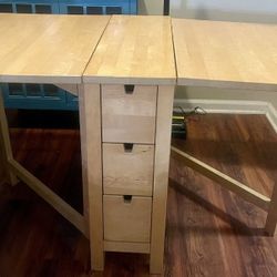 Folding Dining Table With Drawer Storage 