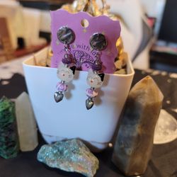 🔥HUGE earring SALE! Handmade Cute Whimsical Cat Dangle Purple Earring