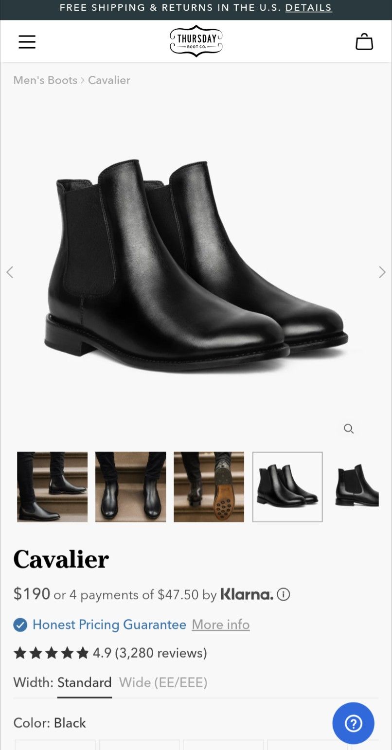 Thursday Boots Cavalier Black Size 8.5 (Like New!)