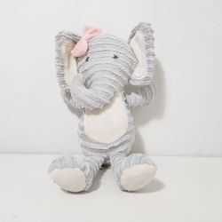 Chick Pea Plush Elephant Lovey Gray White Ears Tummy Textured Pink Bow