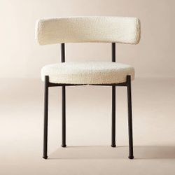 3x CB2 Inesse Ivory Boucle Dining Chairs