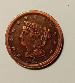 US 1843 Braided Hair Half Cent Coin Modern Restrike