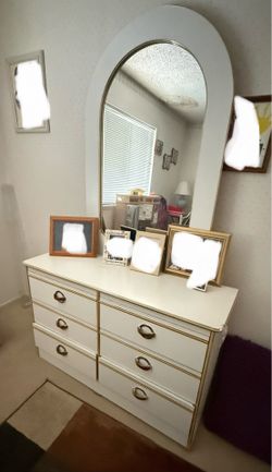Off white dresser and mirror