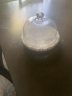 Marble Cake Stand with Glass Dome