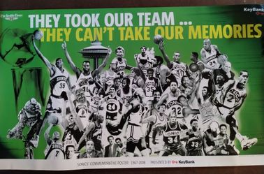 Vintage Sonics 2008 commemorative poster, Seattle Times/Key Bank, 24x14"