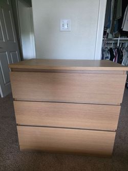 IKEA MALM 3-Drawer Dresser Oak Veneer