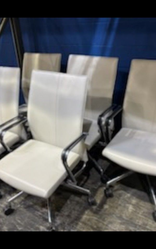 Davis High End Leather White Task Chairs