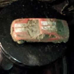 NEW vintage? Red/White Striped Toy Car vehicle from maybe Hot wheelz Just found in Dirt without det