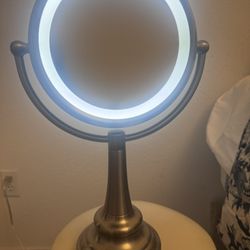 Large Lighted Vanity Mirror LED Makeup Mirror Brushed Nickel 18”