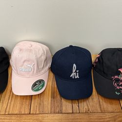 Women's Baseball Hats. Black, pink, navy, floral. 