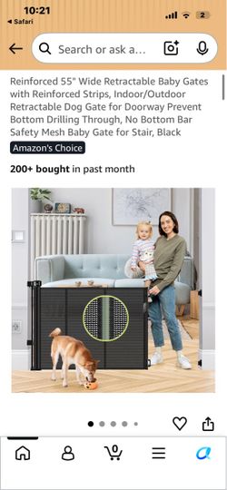 Retractable Baby Gate 55" Wide Black