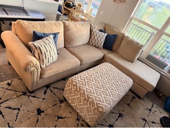 Ashley Dovemont Right-Facing 2-Piece Sectional Couch + Ottoman