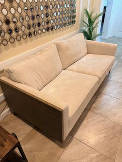 Title: Modern Beige Fabric Sofa