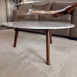 West Elm Circular Marble Coffee Table - White