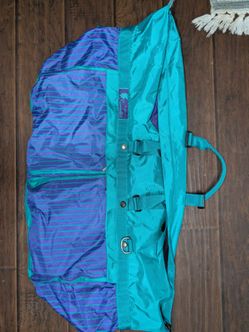 Vintage Samsonite Sammies Duffel Bag Teal Green/Blue Striped Travel Luggage 36in