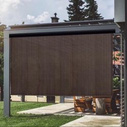 VICLLAX Premium Outdoor Roller Shade, 95% Patio Cordless Blinds with Weather Resistant Valance 6x8FT,Chocolate
